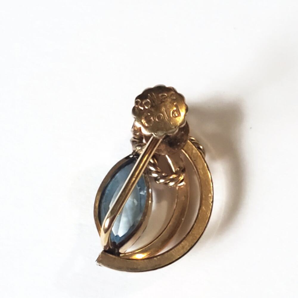 Vintage Rolled Gold Light Blue Faceted Glass Screw Back Earrings - Picture 5 of 6